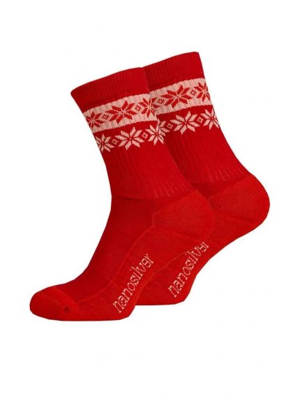 Zimní ponožky thermo SNOW červená/bílá (Velikost L 43/46)