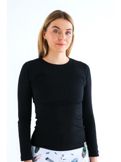 Černé dámské triko s dlouhým rukávem – nanosilver®