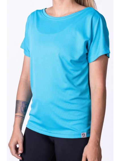 Tyrkysové dámské tričko na jógu – nanosilver® BAT2