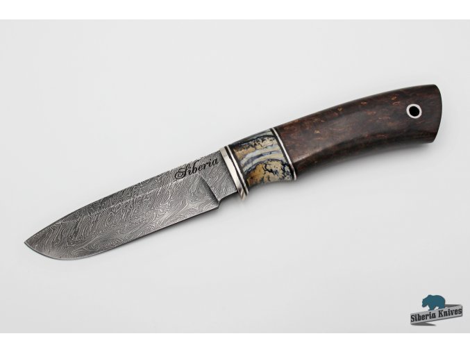 Damaškový lovecký nůž s mamutovinou - Mamut II