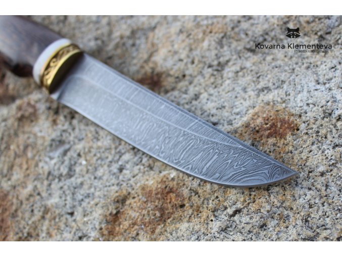 Nůž z damascénské oceli Mangusta - wenge, losí paroží