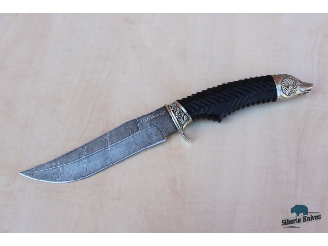 Lovecký nůž z damaškové oceli Jesetr