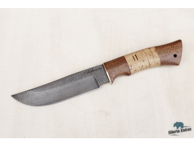 Lovecký nůž z damascenské oceli Aligator