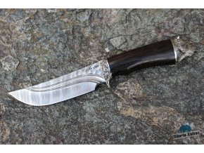 Lovecký nůž z damascenské oceli Medvěd