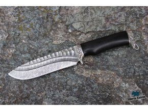 Ručně kovaný lovecký nůž z damascenské oceli Narval
