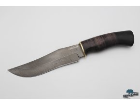 Ručně kovaný lovecký nůž z damaškové oceli Buchar - kůže