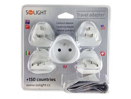 15053 3 Solight cestovný adaptér uzemnenie výmenná vidlice pre cely svet