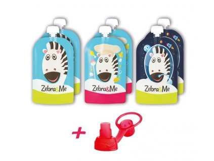 Zebra&Me kapsičky na dětskou stravu pro opakované použití 6ks + náustek zdarma