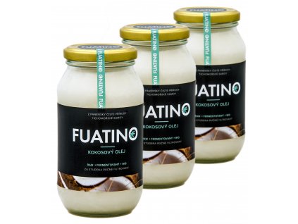 FUATINO Kokosový Olej 3x500ml, RAW fermentovaný, 100% panenský