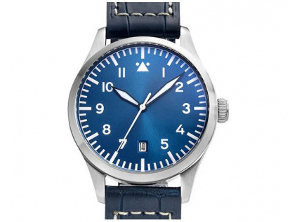 Tisell Watch Pilot Type A Blue Date 40 mm Hammer crown
