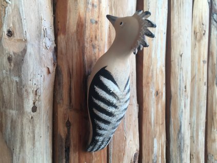 keramicka dekorace ptacek na zed dudek chocholaty ceska vyroba zahradni dekorace