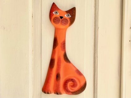 Kočka plastická na zeď oranž