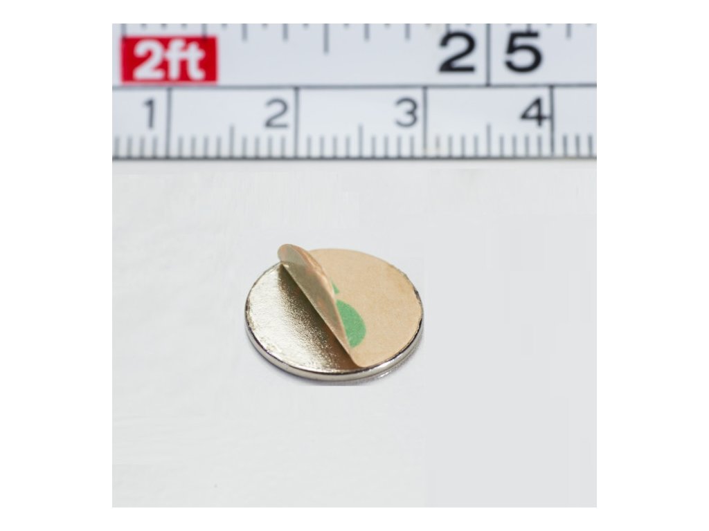Neodymový magnet se samolepkou 3M, pr.13x1 mm, tloušťka samolepky 0,06 mm