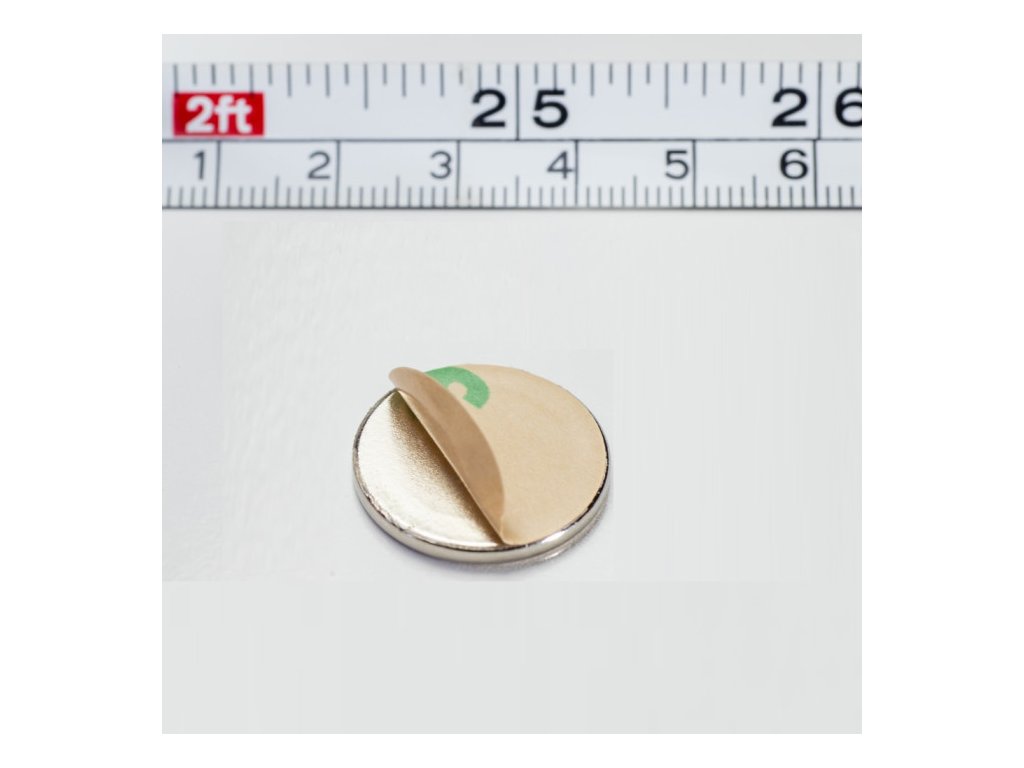Neodymový magnet se samolepkou 3M, pr.20x2 mm, tloušťka samolepky 0,06 mm