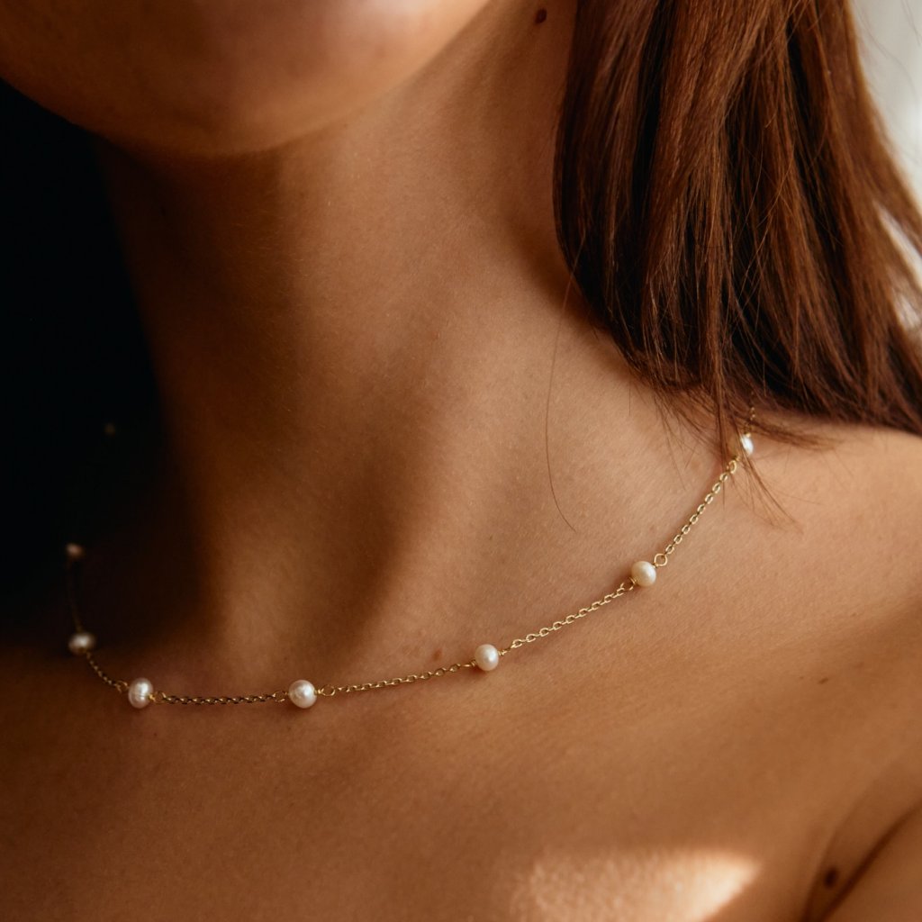 Gold Satin Pearls náhrdelník