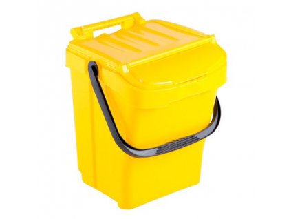 Odpadkový kôš s držadlom a vekom, žltý
