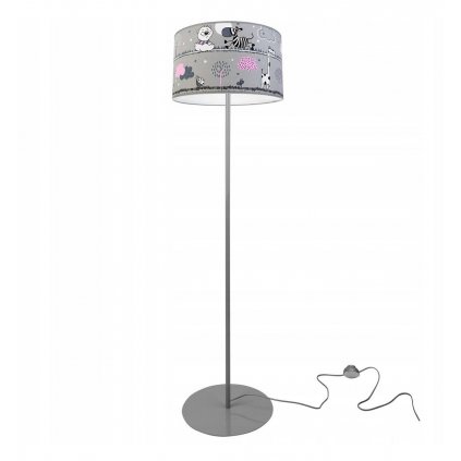 Detská podlahová lampa LADYBIRD, 1x textilné tienidlo so vzorom, (výber z 2 farieb konštrukcie), O
