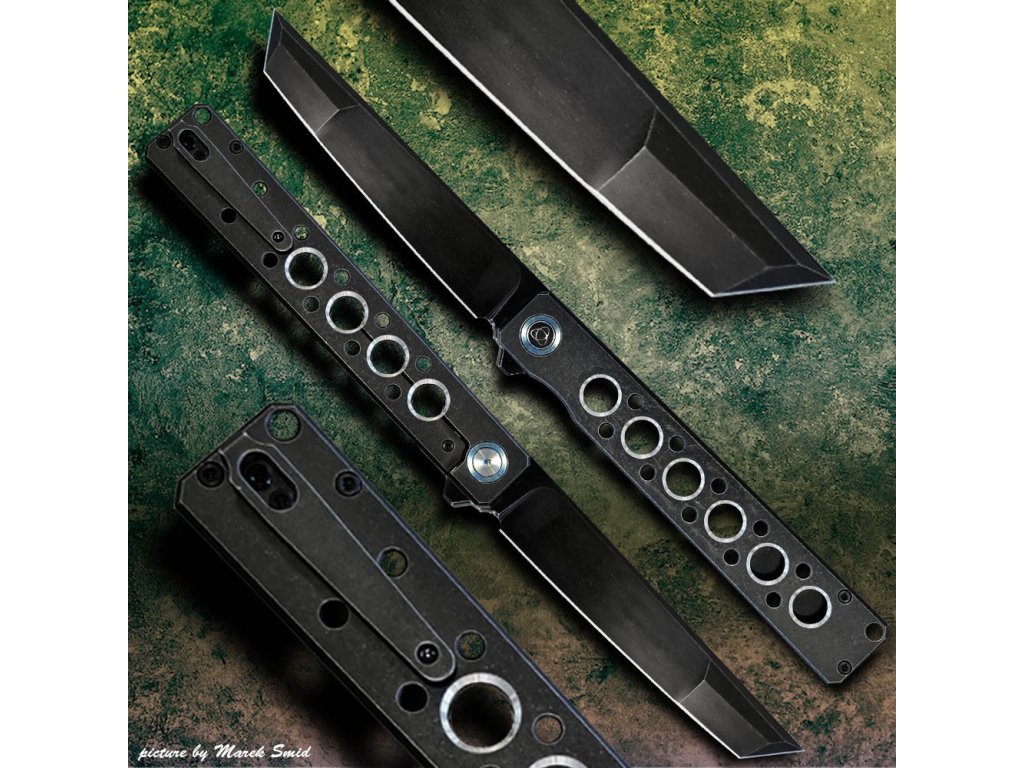 zavírací nůž Tanto Dellinger Kuzan Black - Titanium Flipper, CPM 20CV