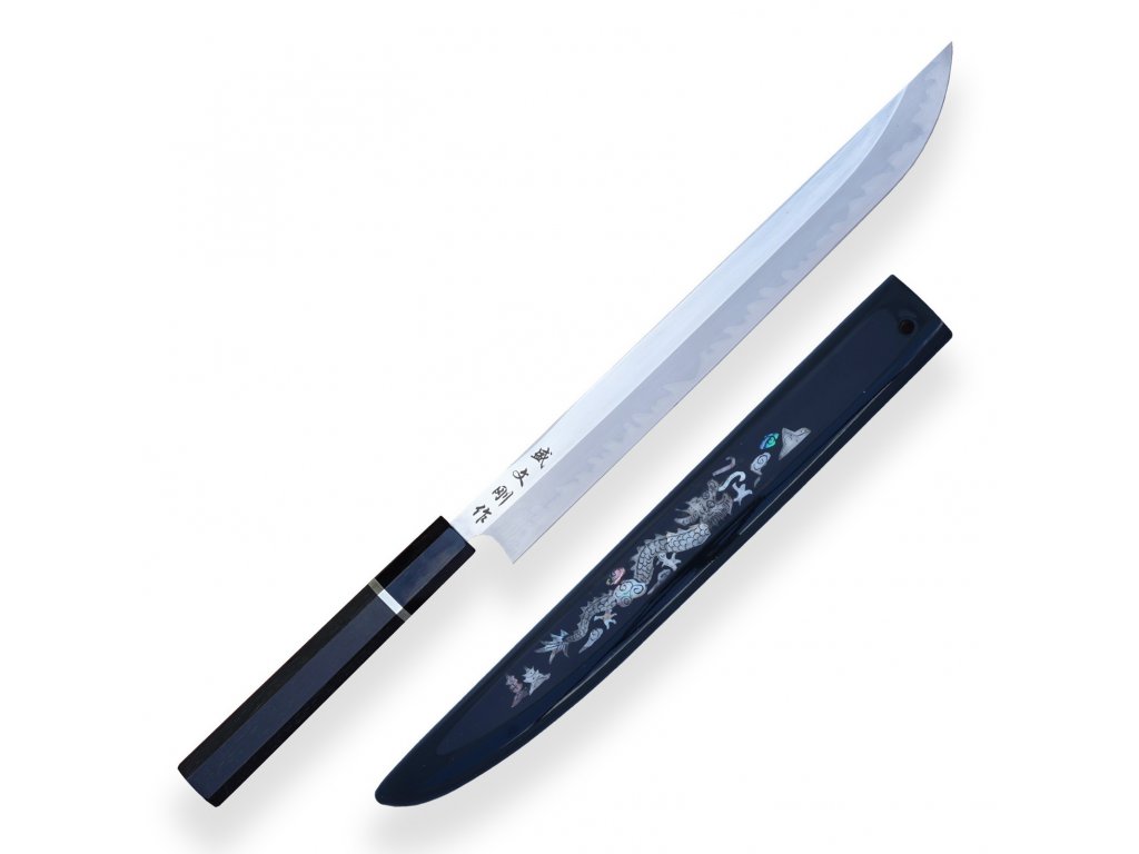 Josho-Tsuki AISI 1095 Steel - Sakimaru Yanagiba - Japanese Chef Knife 310mm with Saya