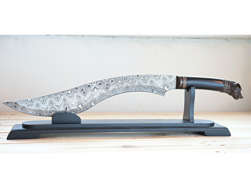 nůž KUKRI mačeta z nerezu - laserovaný vzor damaškové oceli