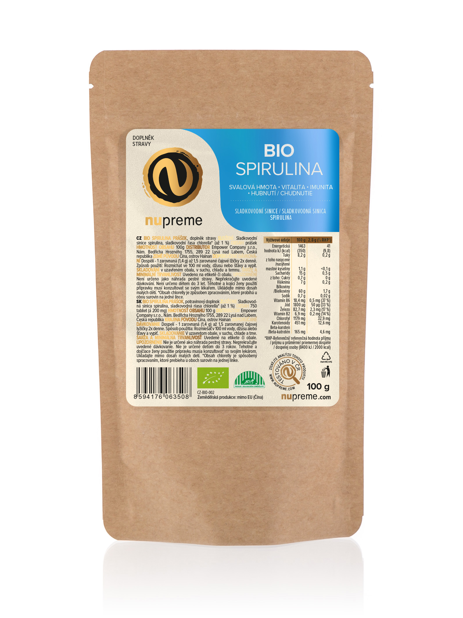 Spirulina prášek 100g BIO NUPREME Obrázek