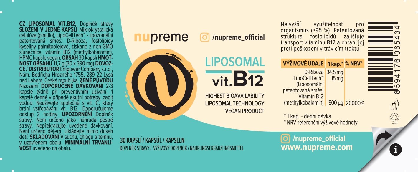 Liposomal Vit. B12 30 kapslí NUPREME Obrázek