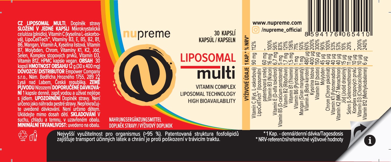 Liposomal Multivitamin 30 kapslí NUPREME Obrázek