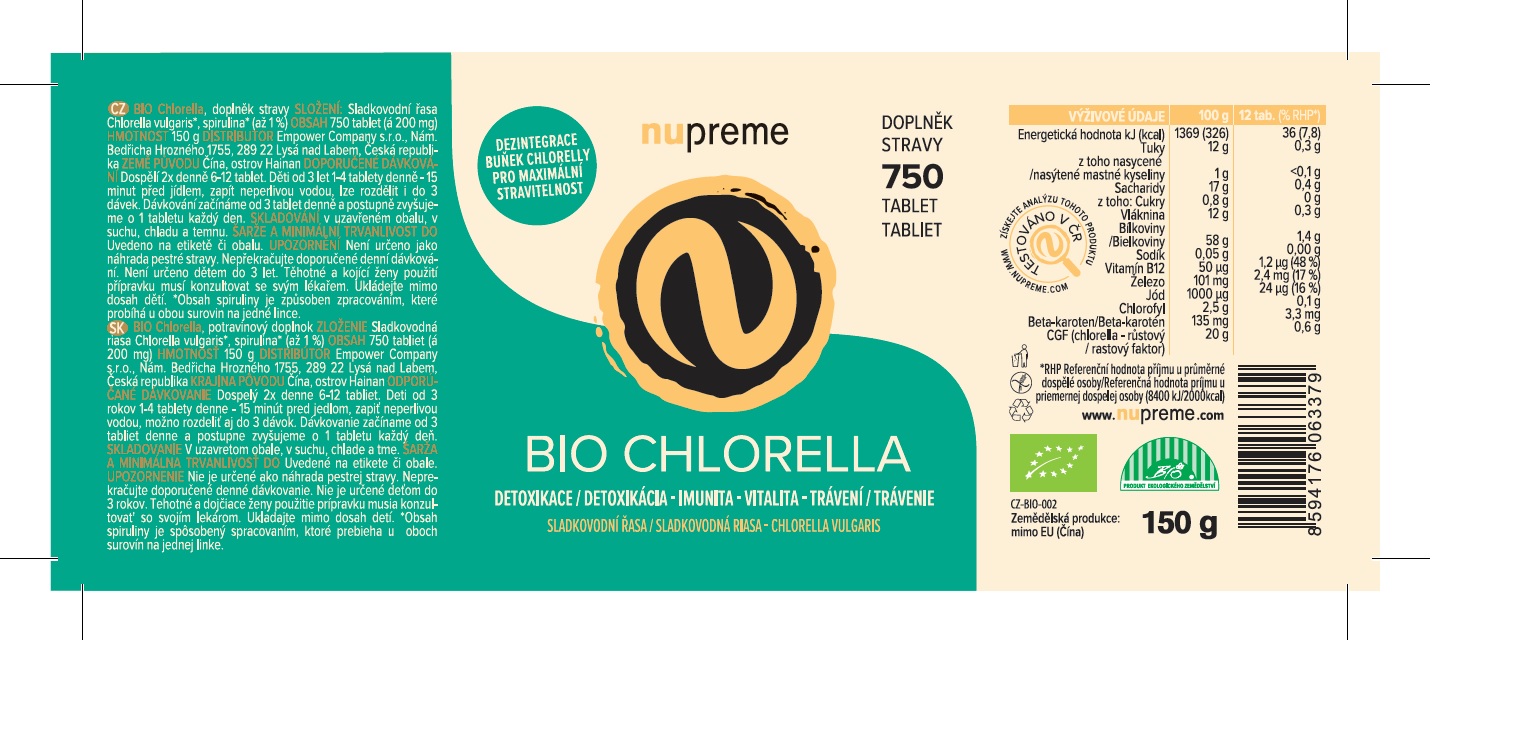 Chlorella 750 tbl BIO NUPREME Obrázek