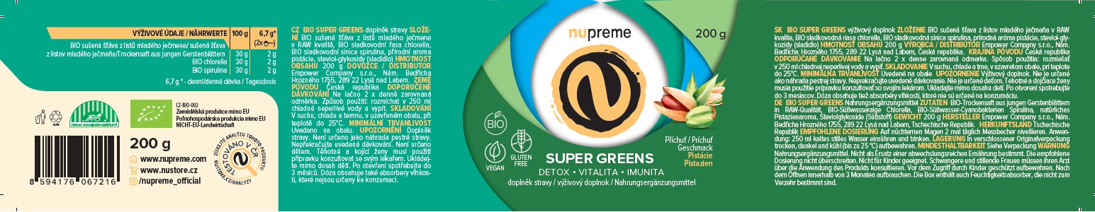 Super Greens 200 g BIO NUPREME Obrázek