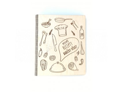 Dřevěná kuchařka - zápisník na recepty - text na přání