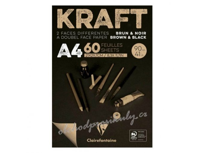 Skicák Kraft hnědo černý (90g/m2, 60 listů) A4