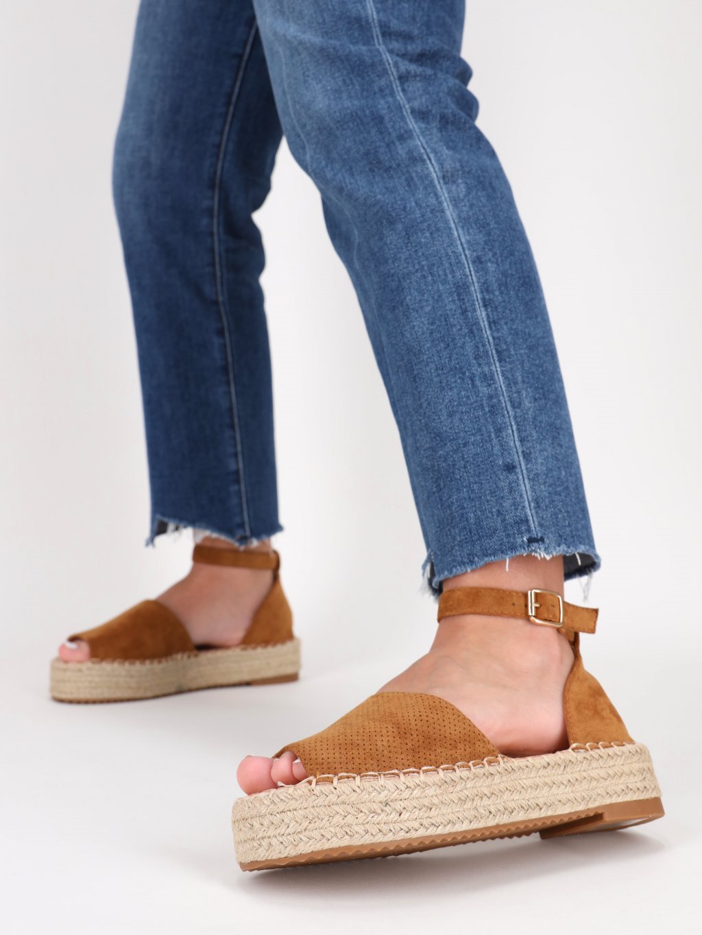 semisove damske sandale na platforme hnede SEZZ21CAMEL 5