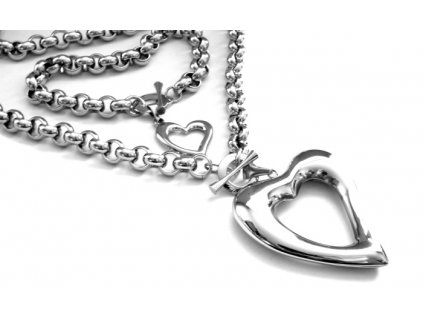 souprava - náhrdelník a náramek - chirurgická ocel - srdce