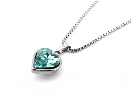 náhrdelník z chirurgické oceli tyrkysové srdce
