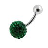 piercing s krystaly - koule - zelená