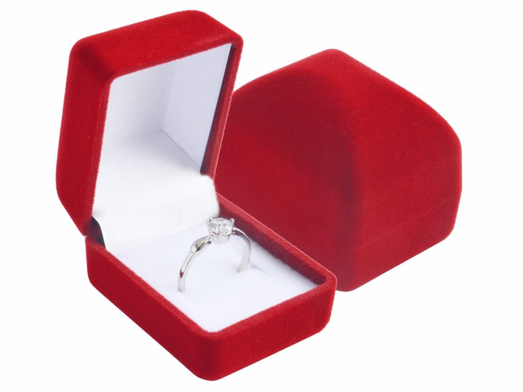 Dárková sametová červená krabička MINI na prstýnek, náušnice.