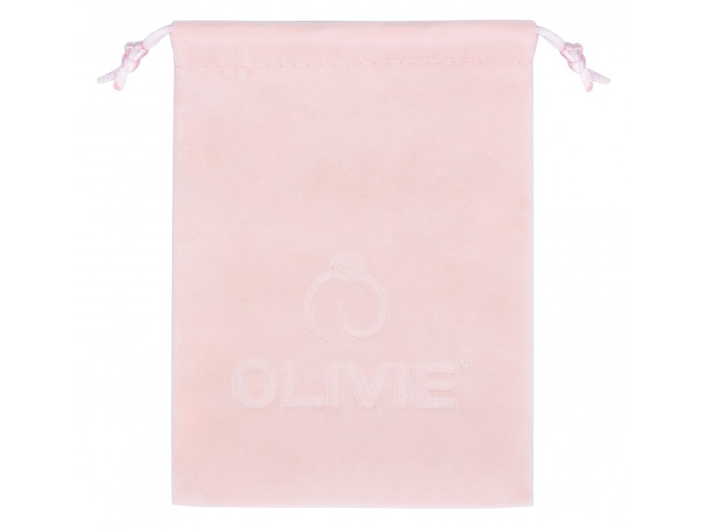 Růžový sametový pytlík na šperky s logem OLIVIE
