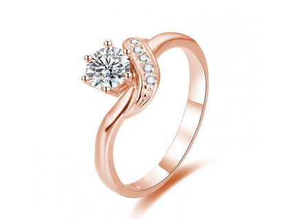 Stříbrný zásnubní prsten ROSE od OLIVIE růžově pozlacený. Krásný dárek z lásky pro partnerku, přítelkyni, manželku.