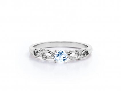 Stříbrný zásnubní prsten přírodní AKVAMARÍN ze stříbrnictví OLIVIE