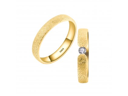Stříbrný snubní prsten DUO gold pozlacen 14K zlatem