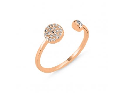 Růžově pozlacený prsten je vyrobený ze stříbra 925/1000 a je označený puncem ryzosti.