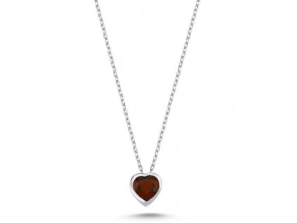 Stříbrný náhrdelník ČERVENÉ SRDCE ze stříbrnictví OLIVIE. Nejkrásnější dárek z lásky pro ženu.