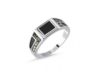 Pánský luxusní stříbrný prsten MARKAZIT ze stříbrnictví OLIVIE.