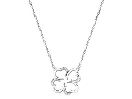Stříbrný náhrdelník ČTYŘLÍSTEK pro štěstí ze stříbrnictví OLIVIE. Krásný dárek pro ženu k Vánocům nebo narozeninám.