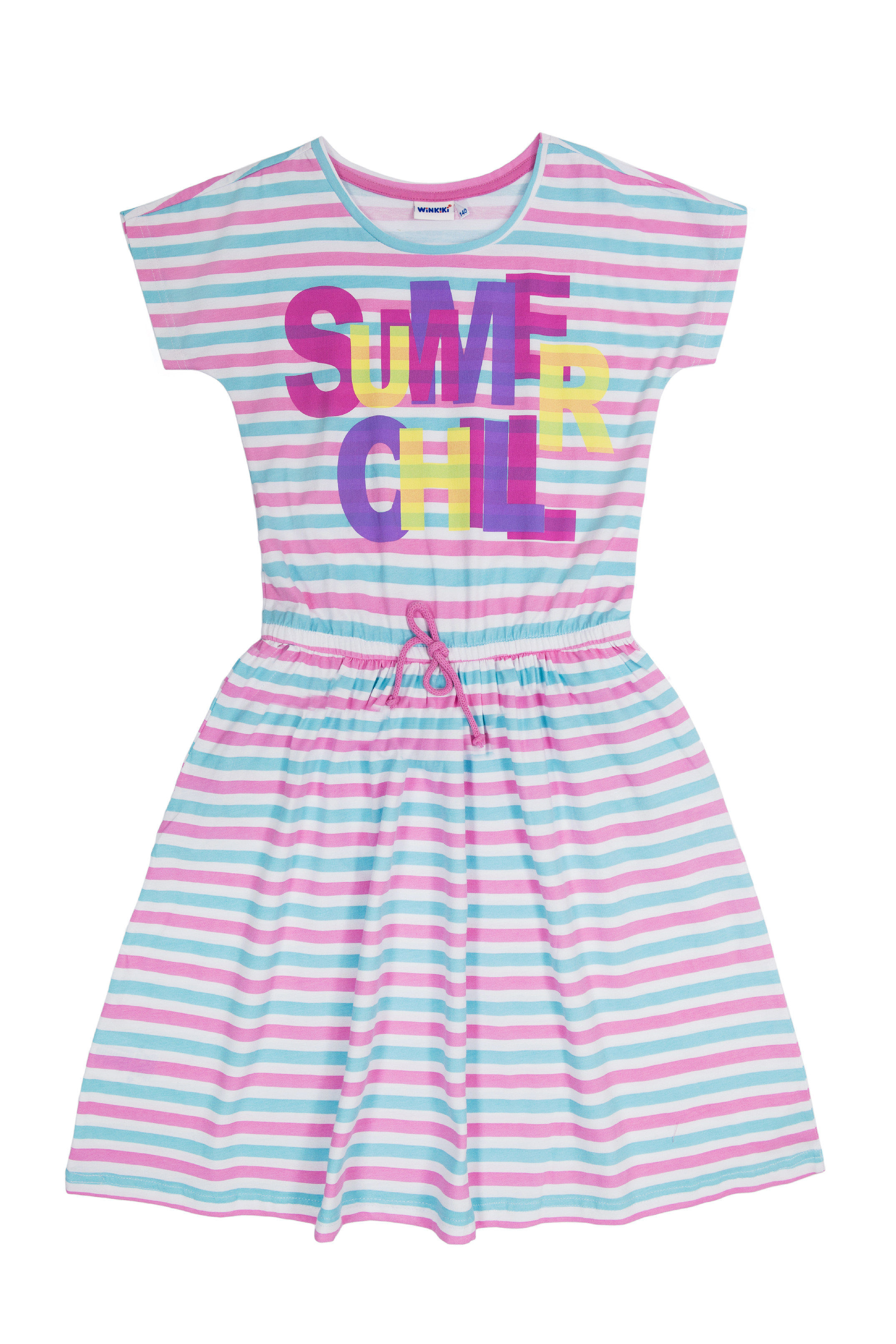 Dívčí šaty - WINKIKI WTG 01802, růžová / proužek Barva: Růžová, Velikost: 164