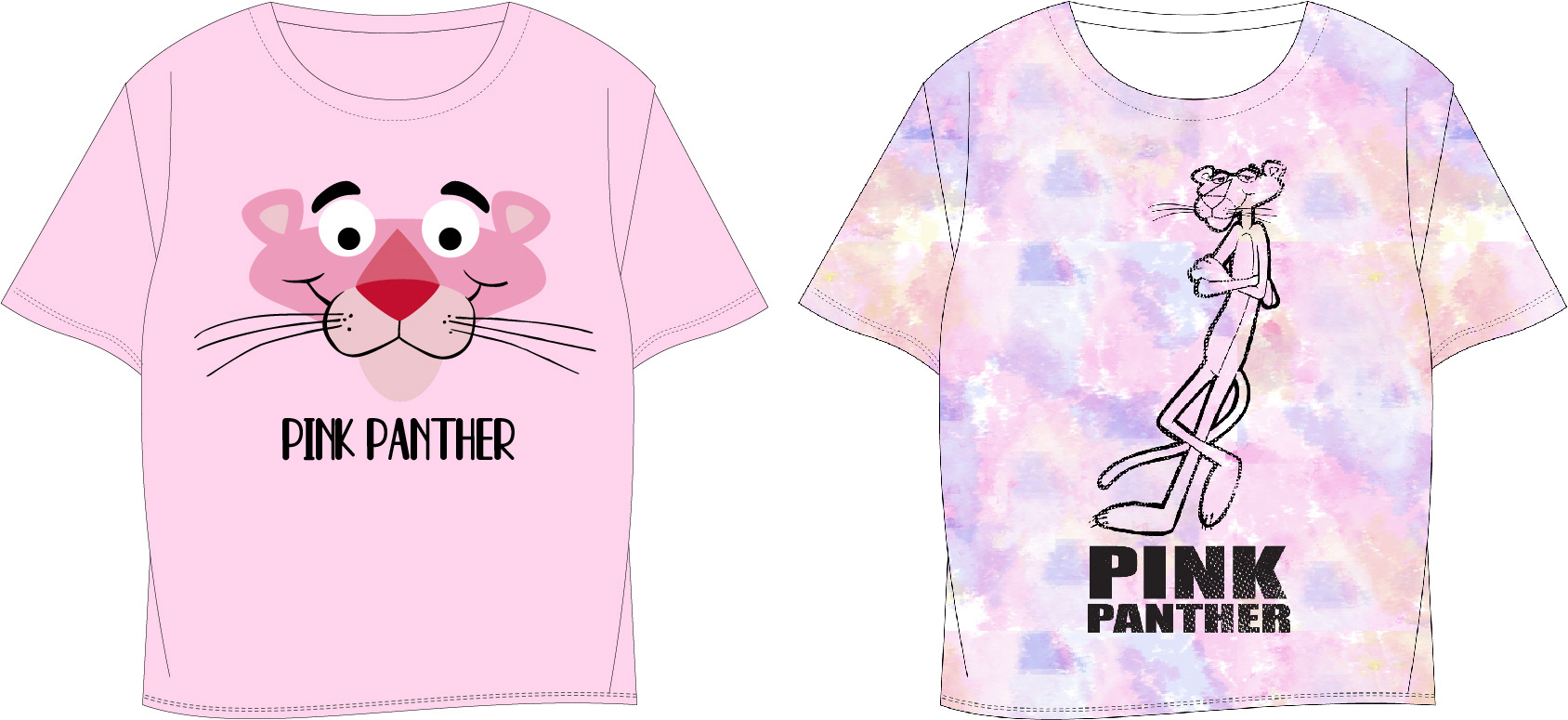 Růžový panter - licence Dívčí tričko - Růžový panter 5202068, fialková / batika Barva: Fialková, Velikost: 164