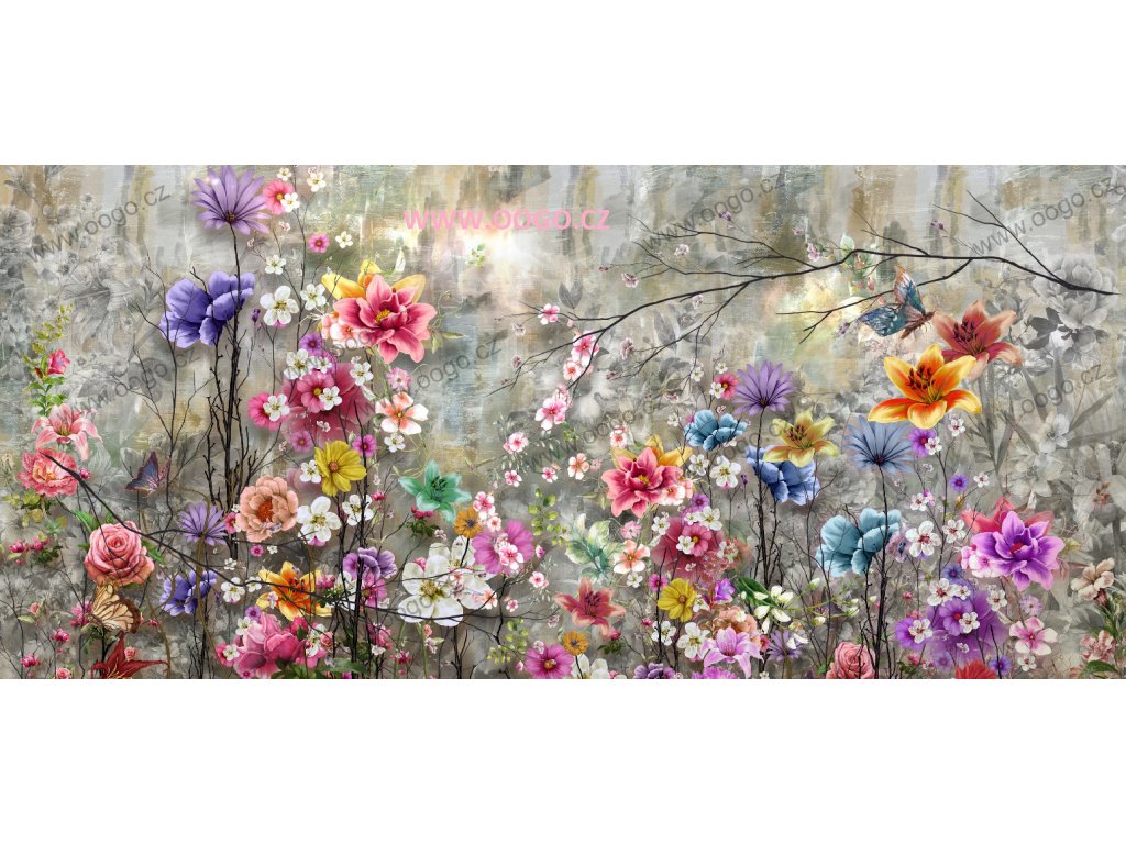 panel květy na světlé