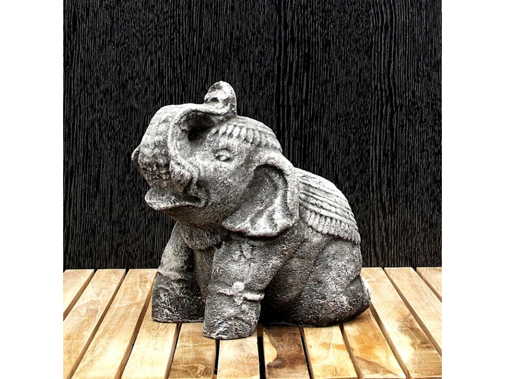 Soška kámen Slon 20 cm šedá
