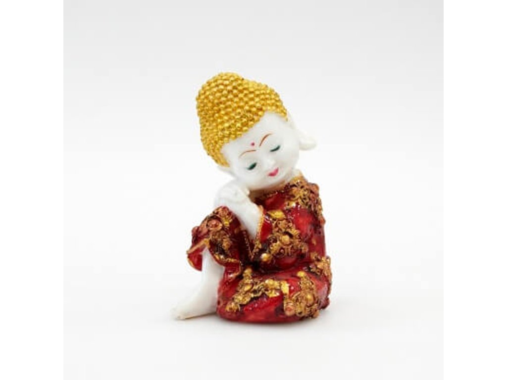 Soška resin Buddha Relaxing 19 cm červená