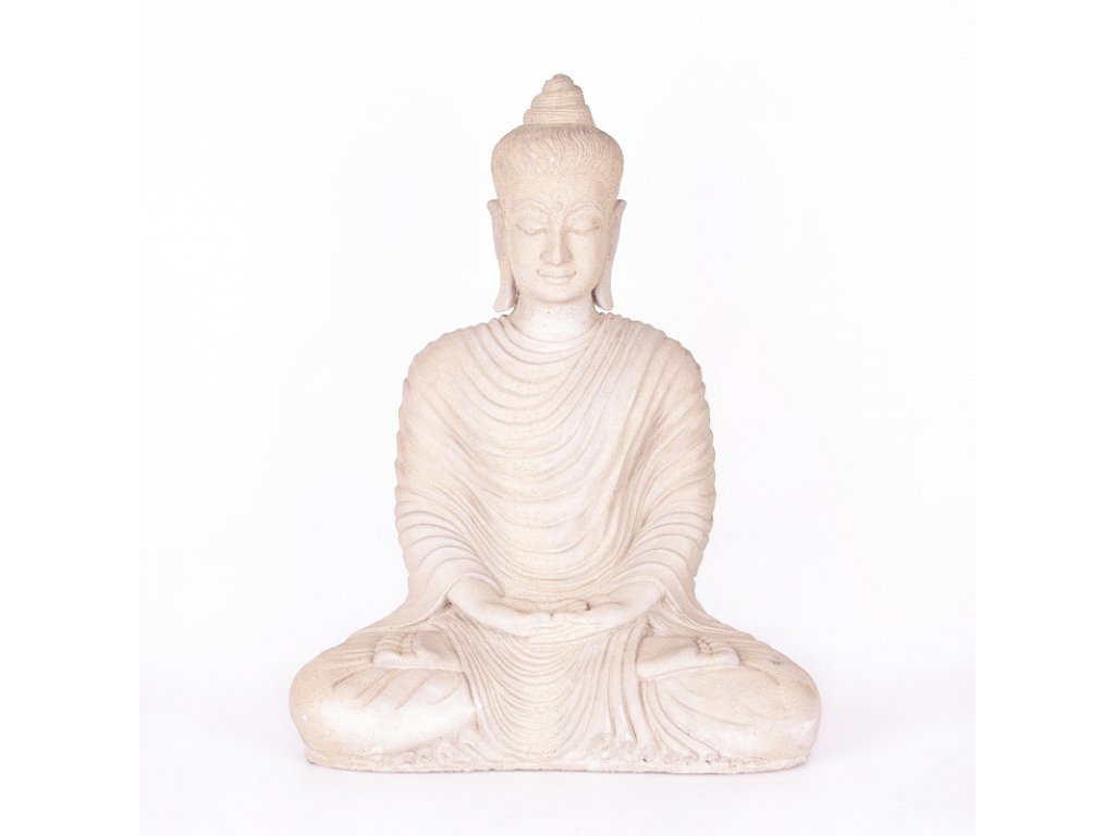 Soška beton Buddha Meditation 61 cm bílá